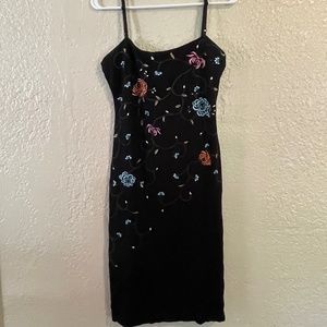 BCBG Max Azria Beaded Embroidered Black Dress Size Large Little Black Dress